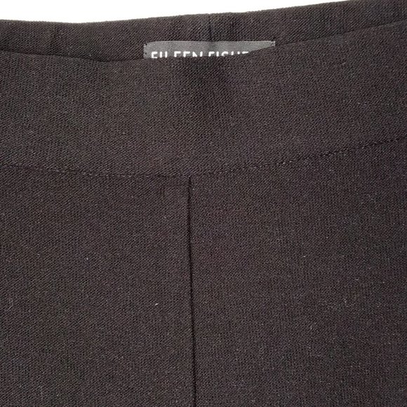 Eileen Fisher Black Pull On Pants MEDIUM Textured Stretch Fabric Wide Band - Picture 7 of 12